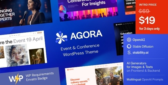 Agora v1.0 – Event & Conference WordPress Theme (Nulled)